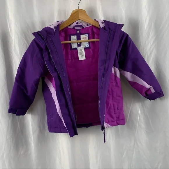 Wonderkids Purple and Pink Color Block Puffer Jacket Size 4T - Picture 11 of 16